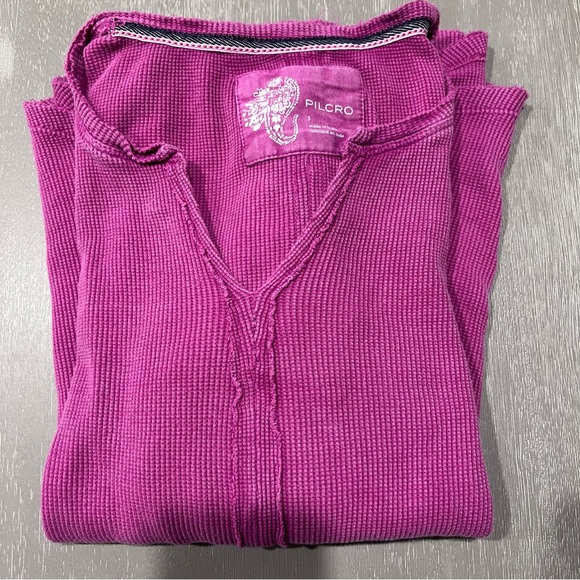 Anthropologie Pilcro thermal long sleeve women’s waffle knit split hem top small - Picture 10 of 16